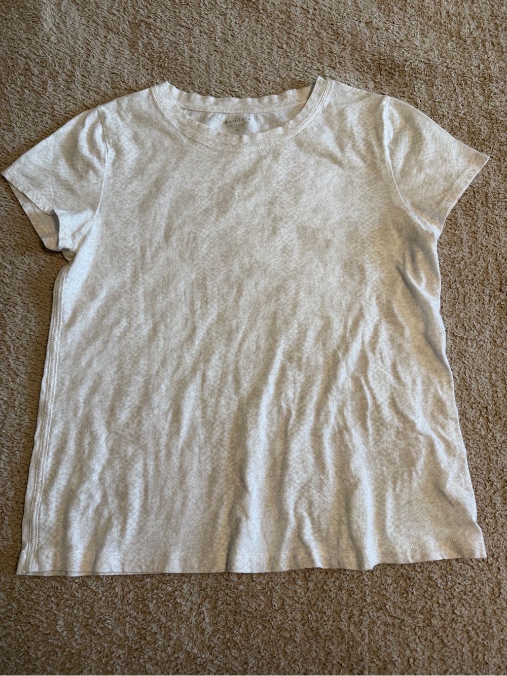 Athleta Breezy Heathered Oatmeal Crewneck Tee Short Sleeve Medium